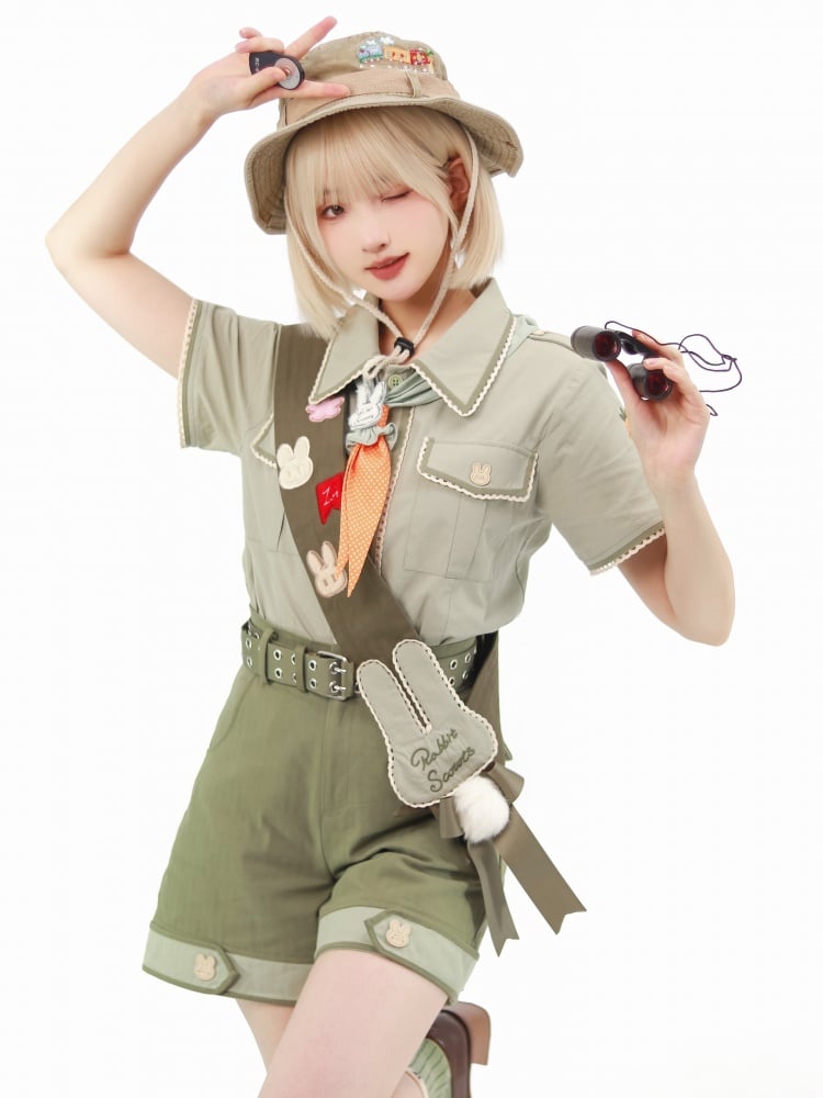 Bunny Ouji Fashion Set -Green Shirt with Carrot Tie and Shorts