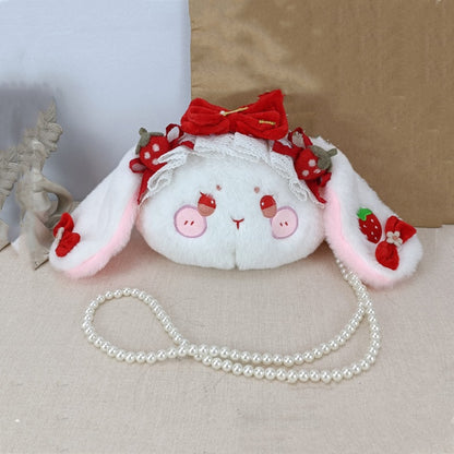 Strawberry Rabbit Sweet Bowknots Plush Crossbody