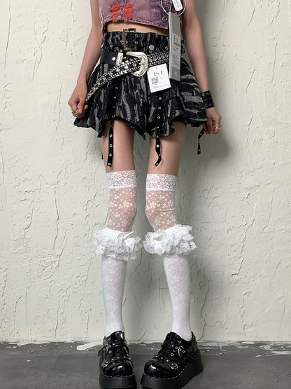 Cuff White Y2K Ruffled Bittersweet Stockings Underknee
