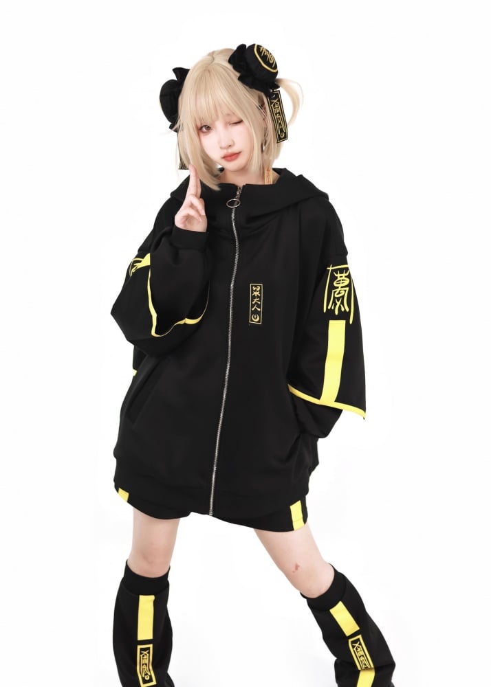 Veste Cyberpunk lumineuse Jirai Kei avec sweat-shirt zippé sur le devant