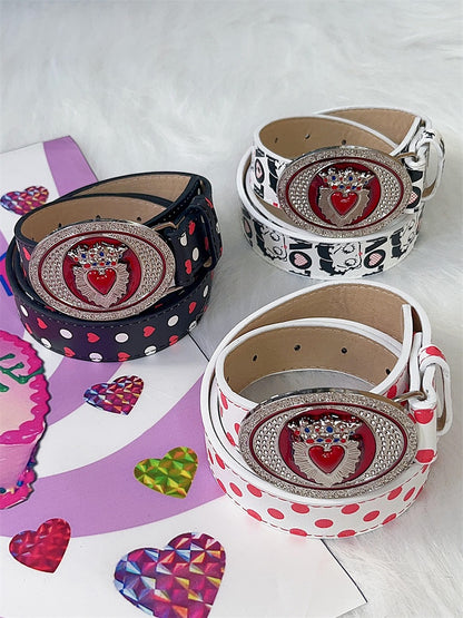 Heart Pattern Vintage PU Waist Belt