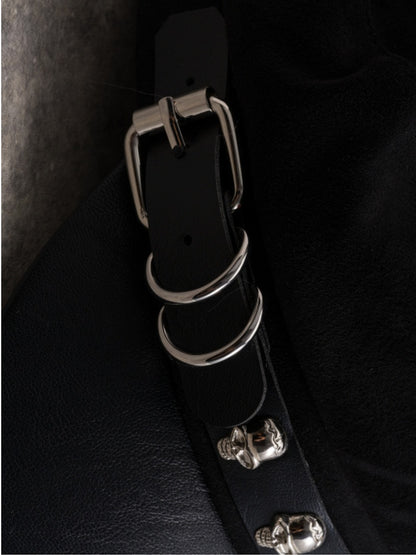 Verzierte Gothic Black Design Schnalle Hut Skelett Baskenmütze