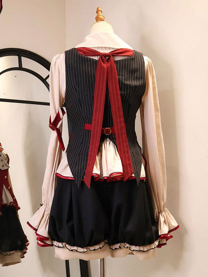 Red and Black Striped Ouji Fashion Waistcoat