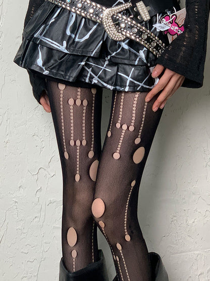 Black Gothic Cut-out Asymmetrical Tights
