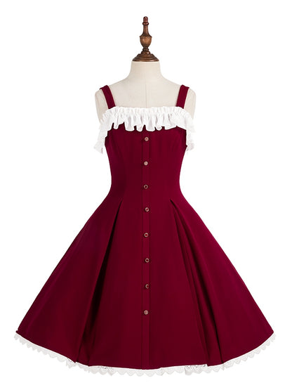 Dress Fit Lolita Slim Fashion Waist Red Elegant