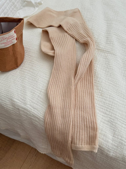 White/Apricot Knitted Leg Warmers
