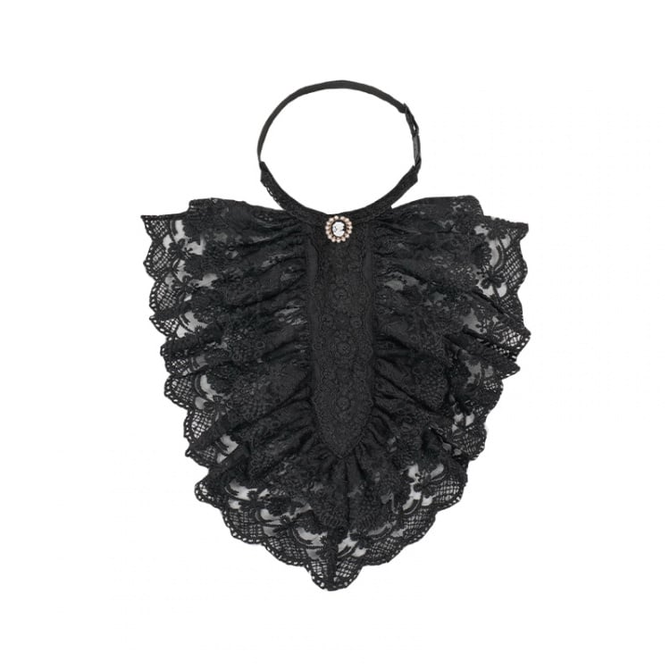 Beige / Black Lace Jabot