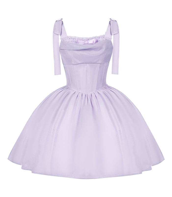 Boned Purple Dress Lolita Jumper Skirt Shimmering Fabric Waist Basque