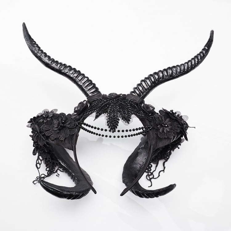 Goth Black Horn Headwear