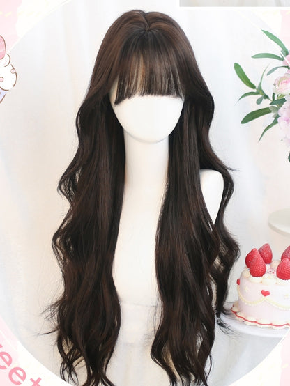 Bangs Wigs Long Wavy With Black Air 65-70cm