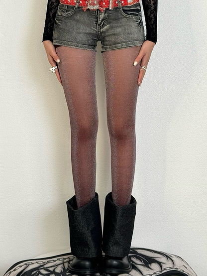 Strumpfhose Schwarz/Braun/Grau/Rot Halbtransparent