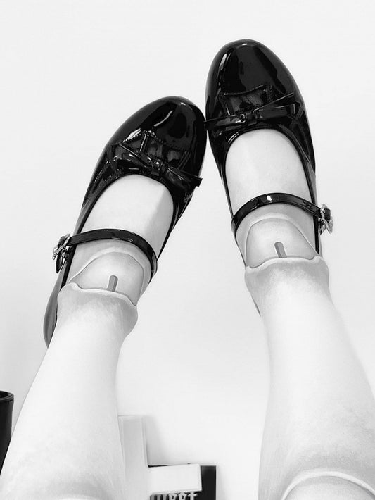 Top Mary Bow Polished at Design Spiderweb Janes Gothic Black