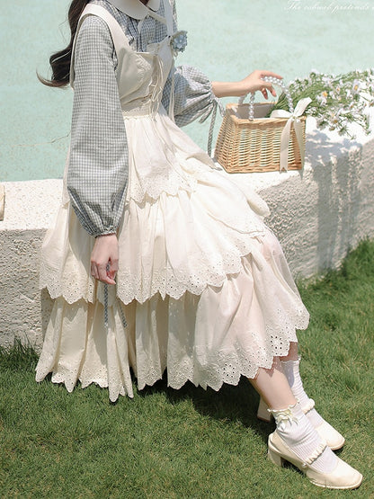 Kragen Weiß Lange Pan Dusty Sleeves mit Plaid Bluse Peter Blue