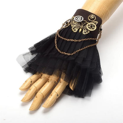 Steampunk Lolita Butterfly Gear Black Wristcuff