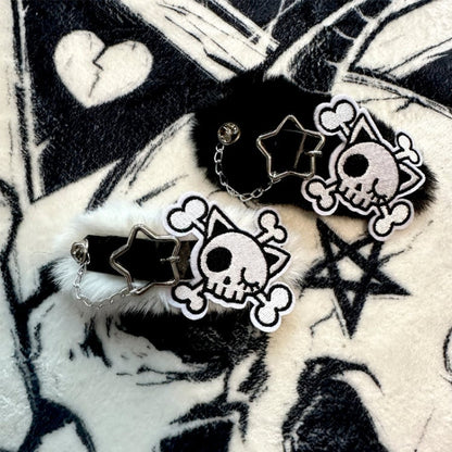 Black and White Skeleton Gothic Plush Hairclip