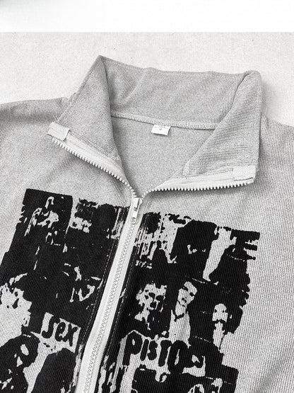 Jacket Bittersweet Print Design Gray