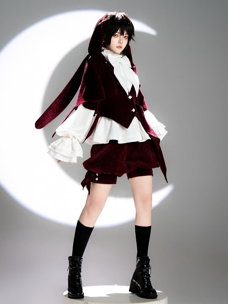 Knickerbockers Fashion Shorts Wine Velvet Red Ouji
