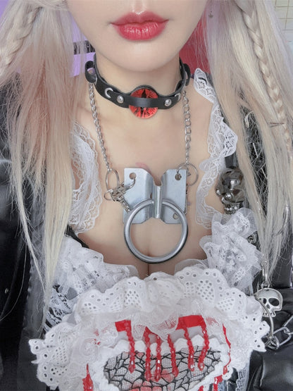 Collier en métal en forme d'anneau Y2K