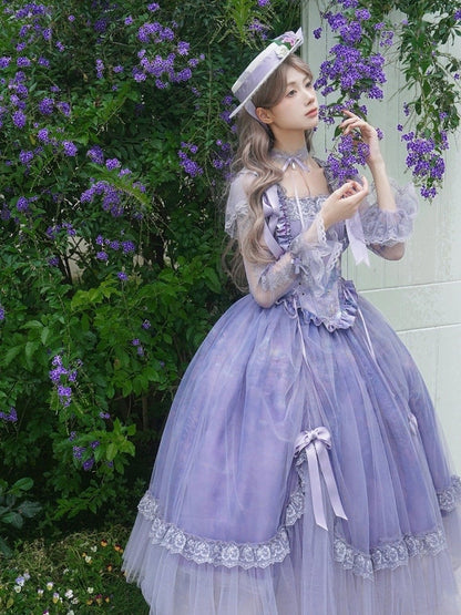 and Elegant Ribbon Hat Purple Top Floral Design