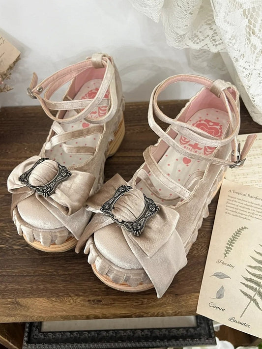 Sweet Design Lolita - Champagne Crisscross Toe Platforms Round