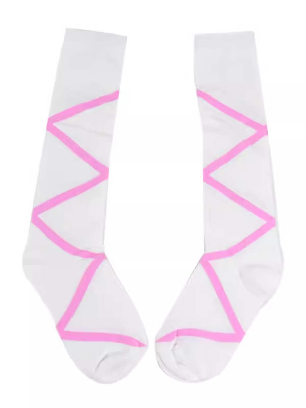 Pink/Black/Red Crisscorss Banded Print Calf Socks