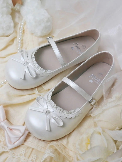 Flache weiße Schuhe Mary in Round Jane Sweet - Lolita