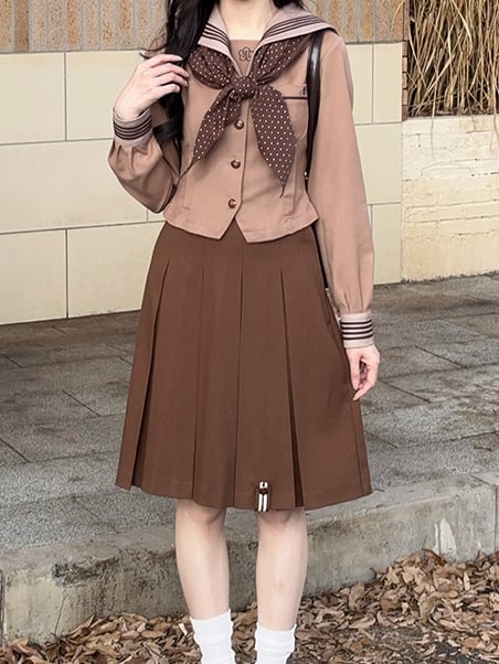 Skirt JK Brown Uniform Box Pleat