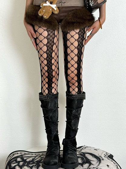 Y2K Tights Cut-out Design Black