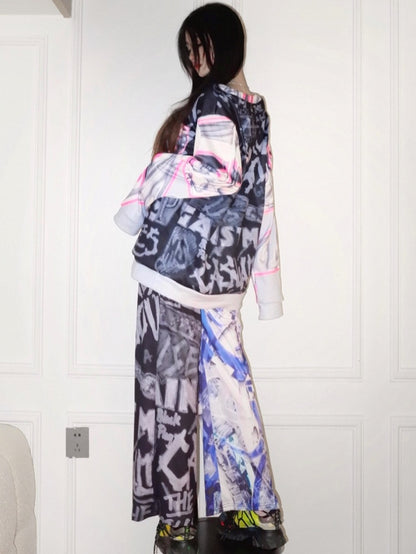 Bone and Sweatshirt Y2K Print Big Gray Bow