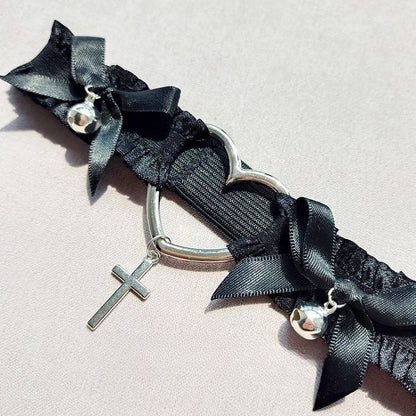 Cross Black/White Garter Bowknot Punk Charm Details