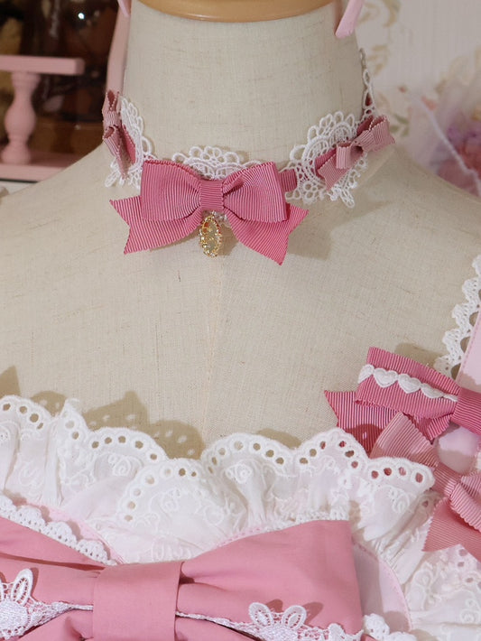 Details Pink Bowknot Choker