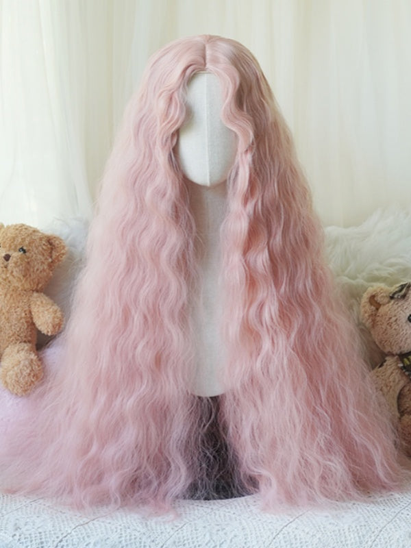 Caramel/Blonde/Pink/Light Blonde Hip Length Curly Wig