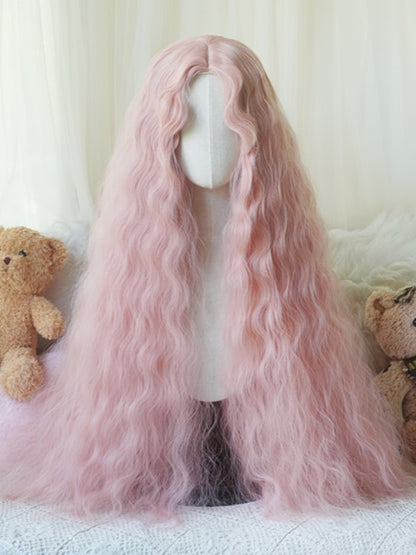 Caramel/Blonde/Pink/Light Blonde Hip Length Curly Wig