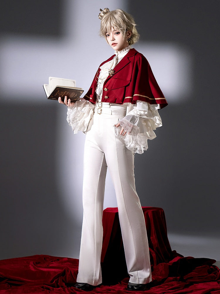 Lolita White Ouji Two Belts with Pants Fashion High Waist