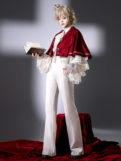 Lolita White Ouji Two Belts with Pants Fashion High Waist