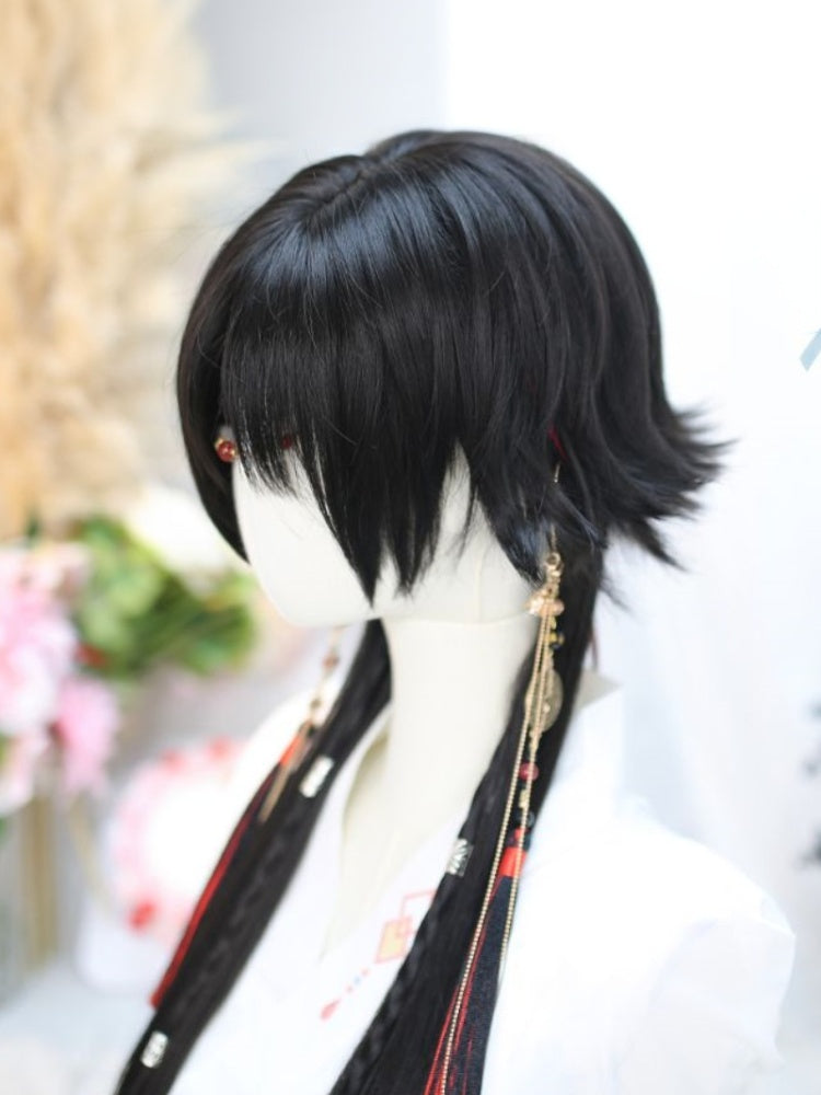 Black Under Bust Length Synthetic Straight Wig with Bangs