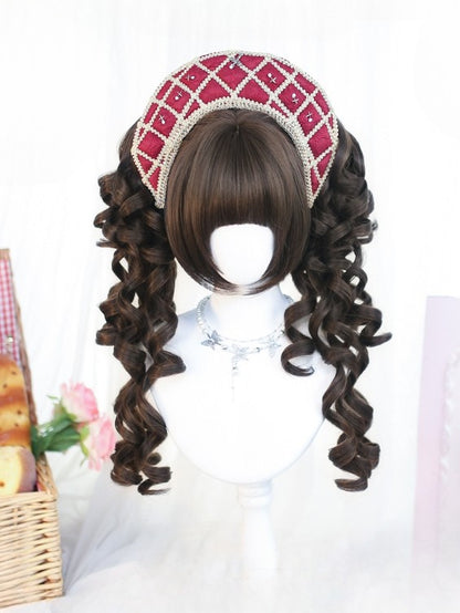 Straight Clips Claw Cut Bangs＋Double 50CM Bob With Ponytail Full Brown/Blonde Wig Wavy 30CM Length