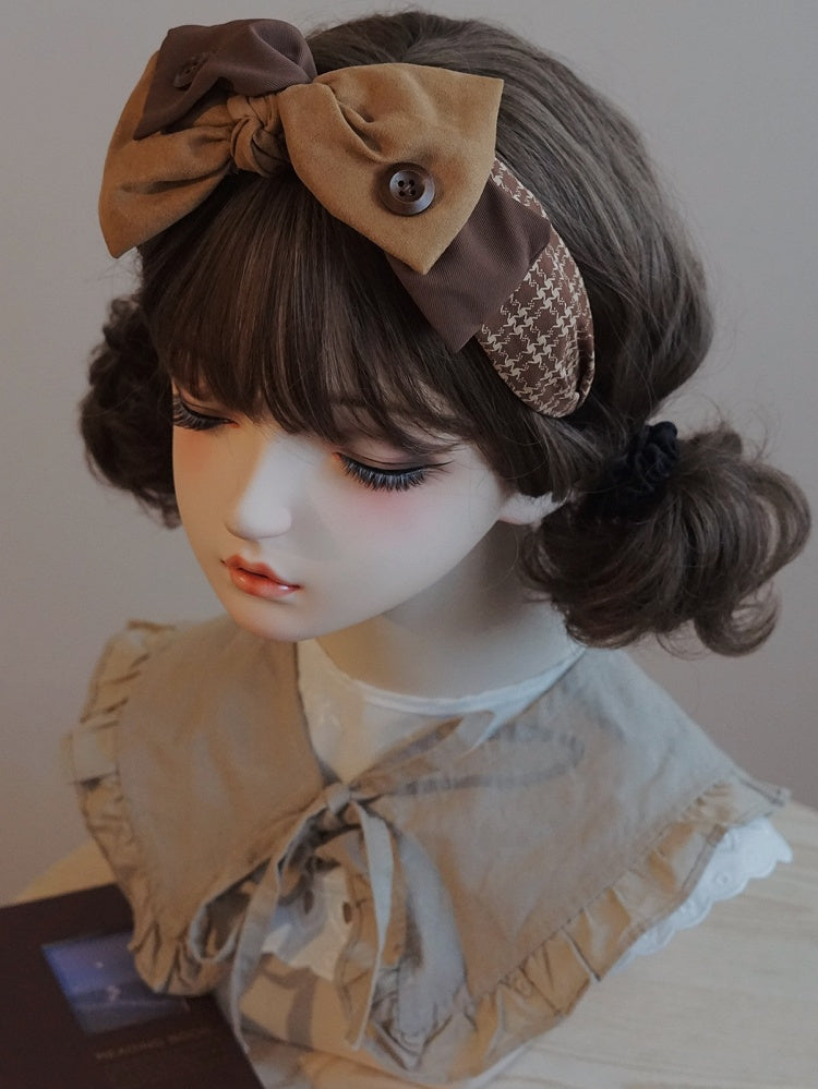 Brown KC Decorated Button Bow Yellow And Big