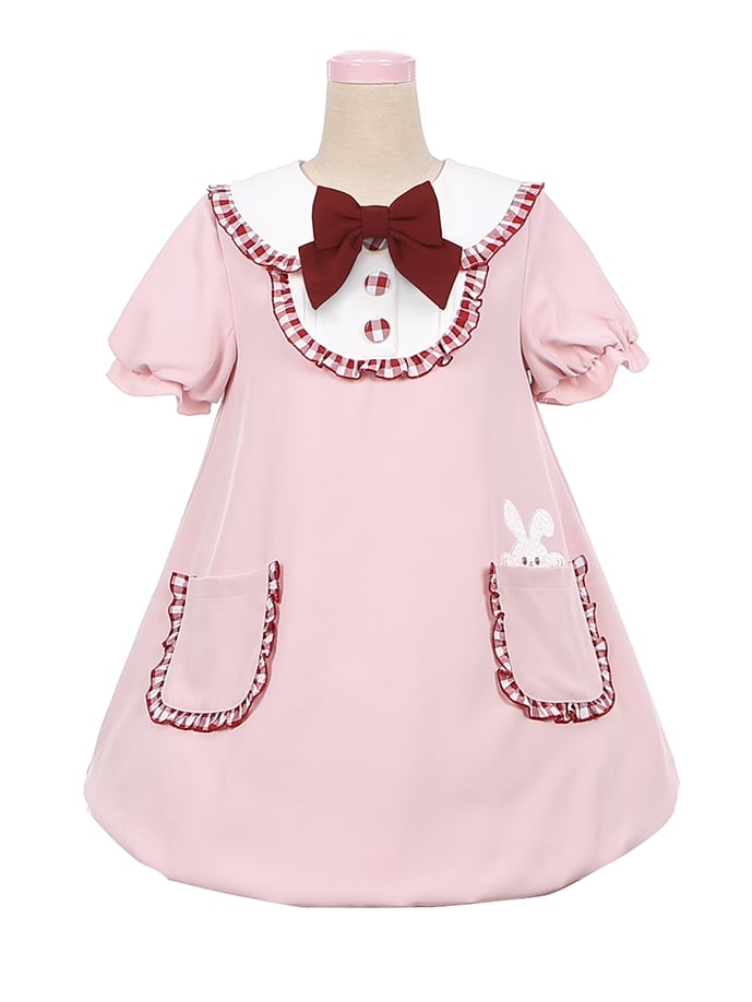Robe rose clair à col Peter Pan et oreilles de lapin