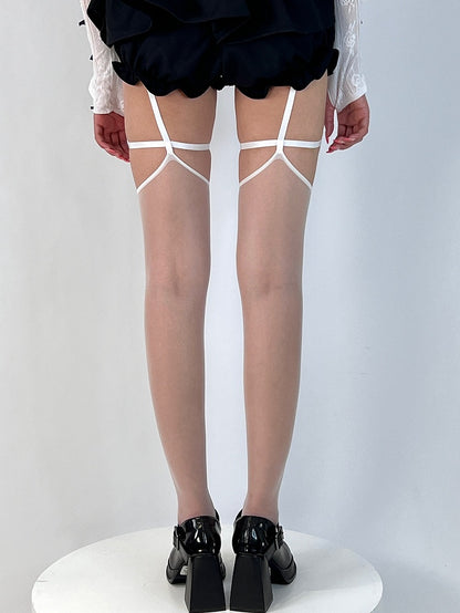 Halbtransparente Strapsstrümpfe in 4 Farboptionen