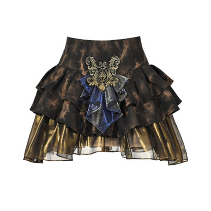 Black and Gold Tiered Ruffle Shorts Lining Skirt