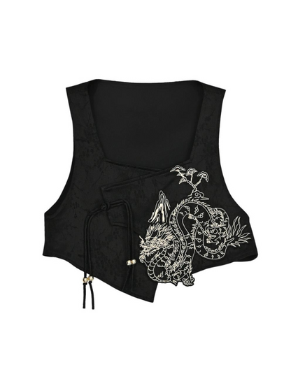 Chemise rétro asymétrique Chine + jupe gilet