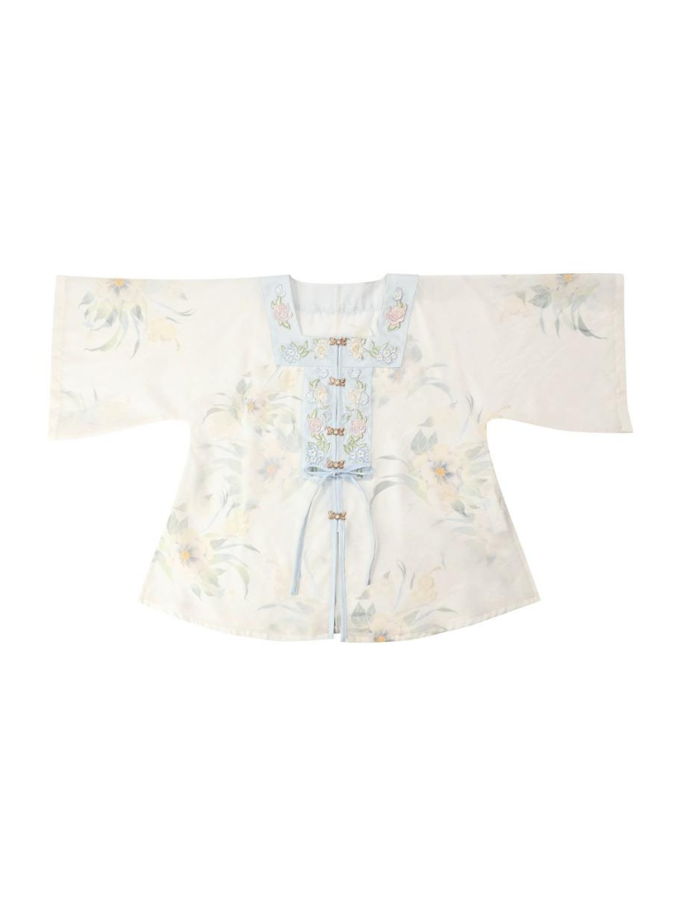 Gradient Cardigan Skirt Fantasy Chiffon Flower