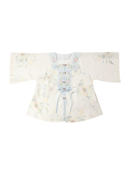 Gradient Cardigan Skirt Fantasy Chiffon Flower