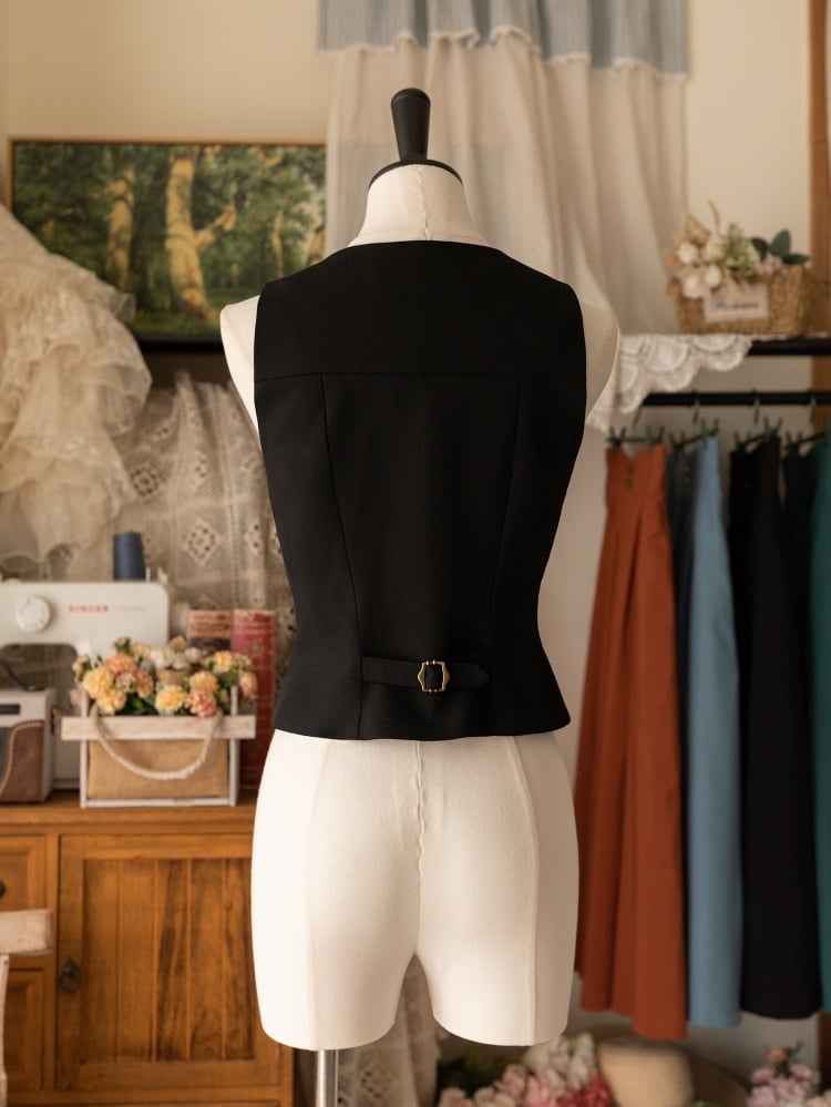 Black Under Bust Double-breasted Waistcoat