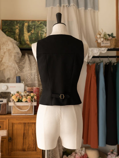 Black Under Bust Double-breasted Waistcoat