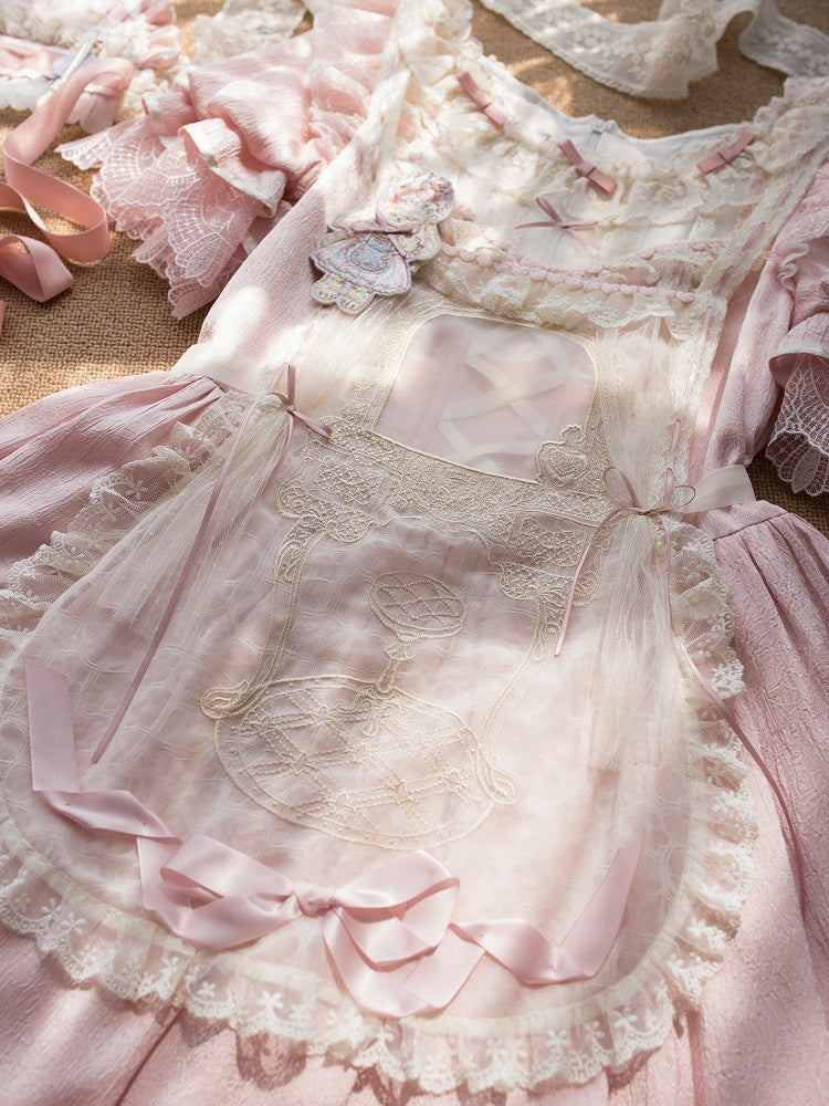 Apron Dressing Embroidery Creamy Table