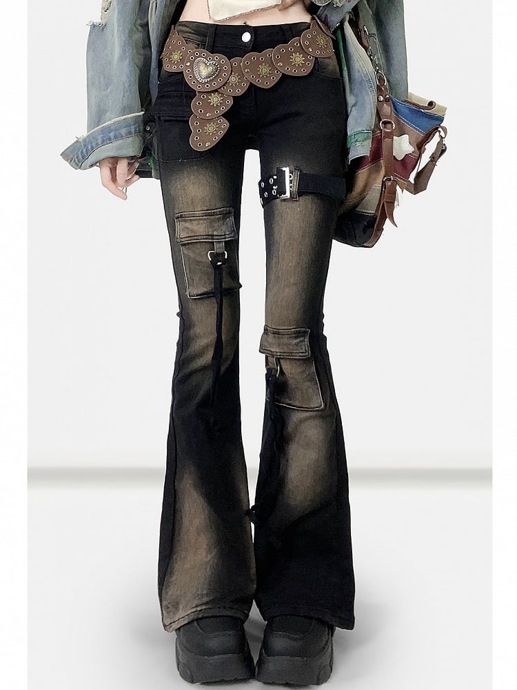 Distressed Flare Black Jeans Design Silhouette Bittersweet