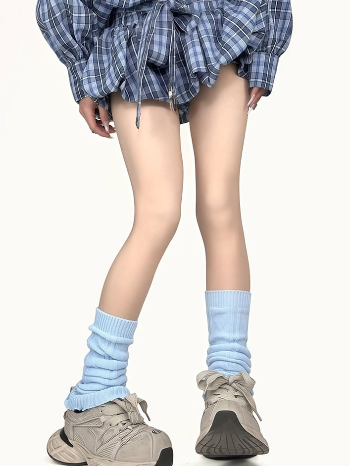 Knitted Blue/Yellow/Black/White Leg Warmers