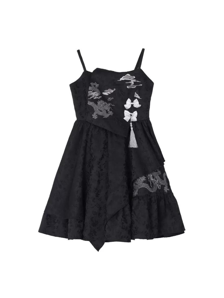 Cardigan Dragon Chic Chinese Dress + Short Mode Sleeve Puff